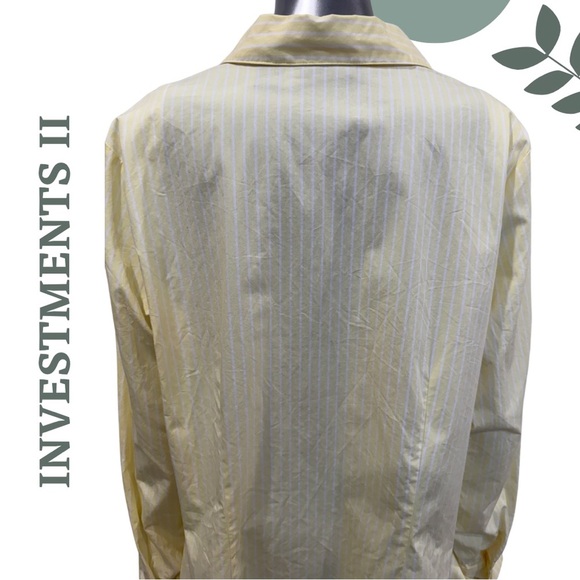 🛍️3/$40 Investments II Yellow Stripe Button-Down Collared Shirt Long Sleeve 16W - Picture 5 of 7